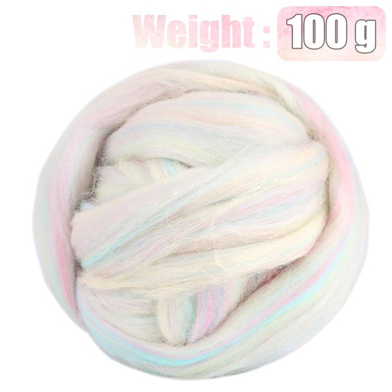 JUPEAN 3.53oz Wool Roving, Fiber Roving Wool Top, Needle Felting Supplies, Pure Wools, Chunky Yarn, Spinning Wools for Needle Felting Wet DIY Hand Spinning (Multicolor) - Image 2